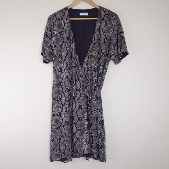 Babaton Python Print Short Sleeve Wrap Wallace Dress - Picture 5 of 10